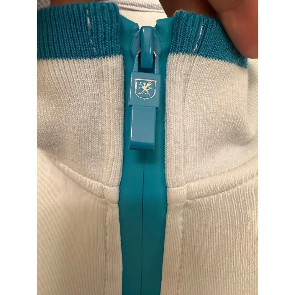 Stacy Adams Track Jacket Mens L White Polyester Striped Zip-Up Sport Performance